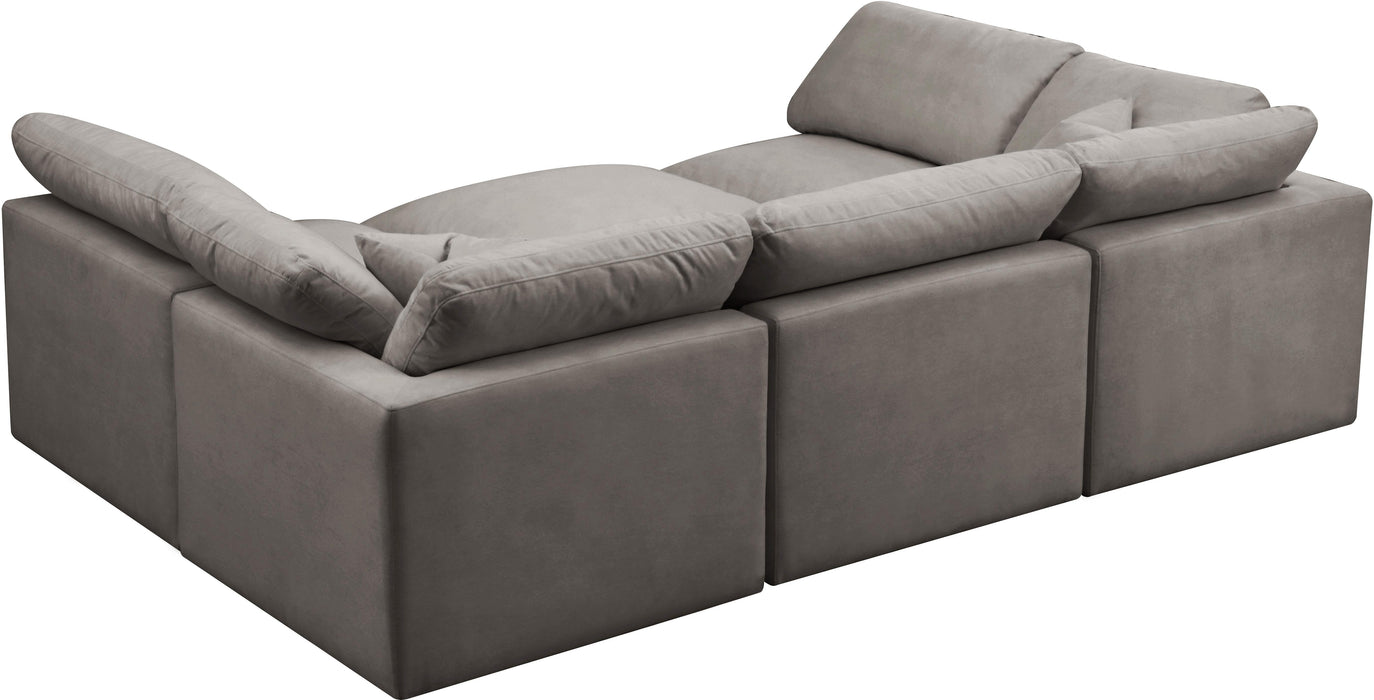 Plush Grey Velvet Standard Cloud Modular Sectional