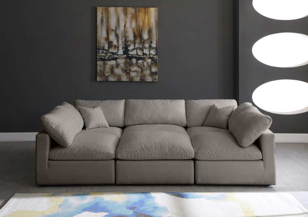 Plush Grey Velvet Standard Cloud Modular Sectional