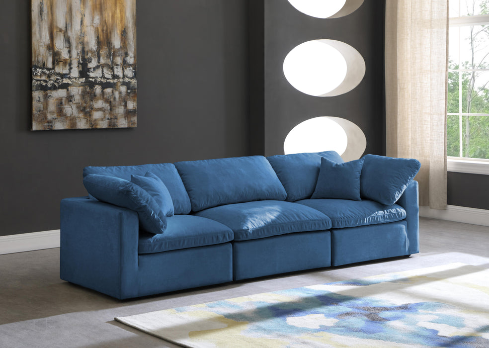 Plush Navy Velvet Standard Cloud Modular Sofa