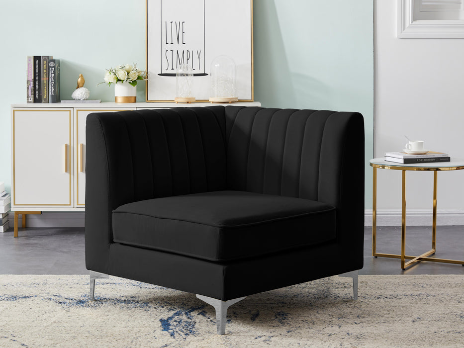 Alina Black Velvet Corner Chair