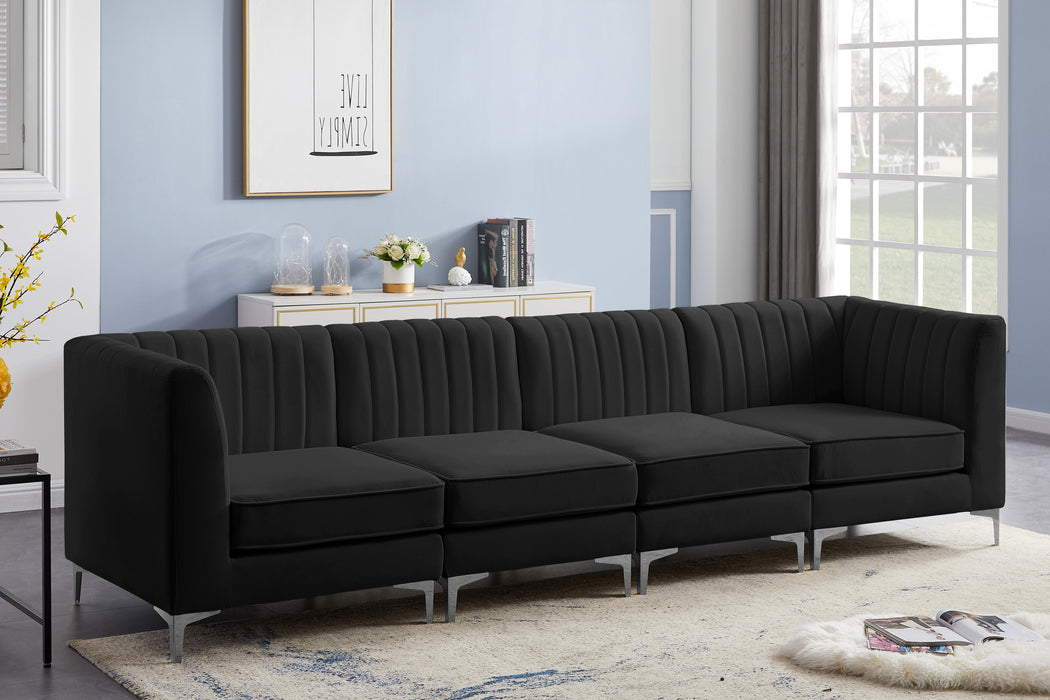 Alina Black Velvet Modular Sofa