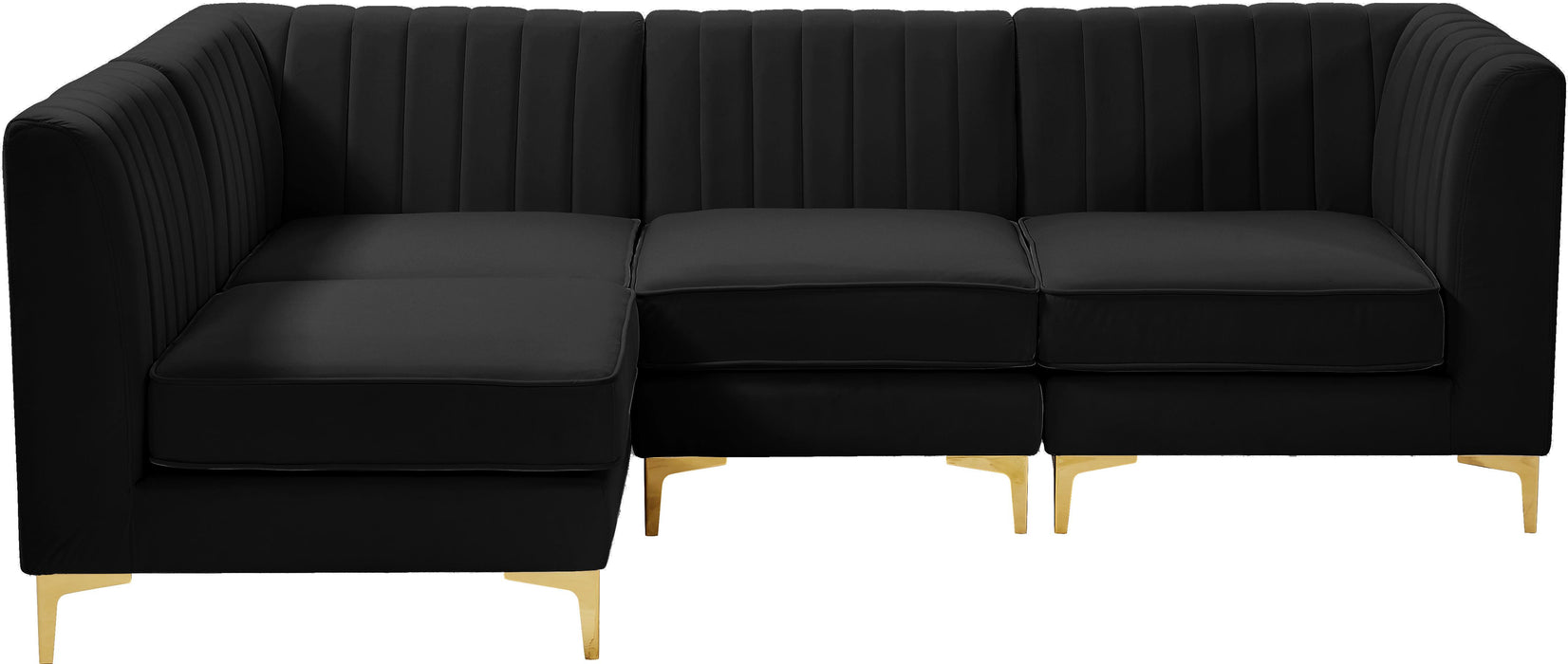 Alina Black Velvet Modular Sectional