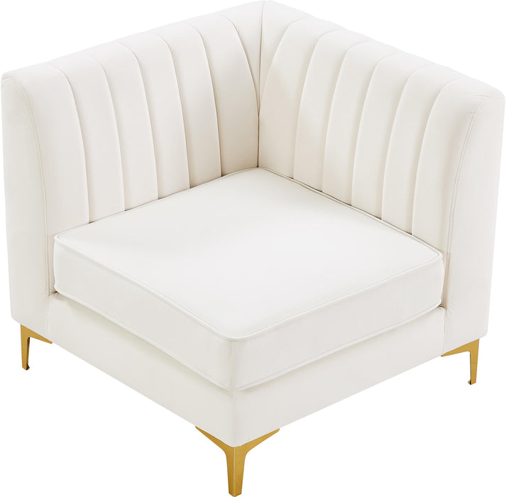 Alina Cream Velvet Corner Chair