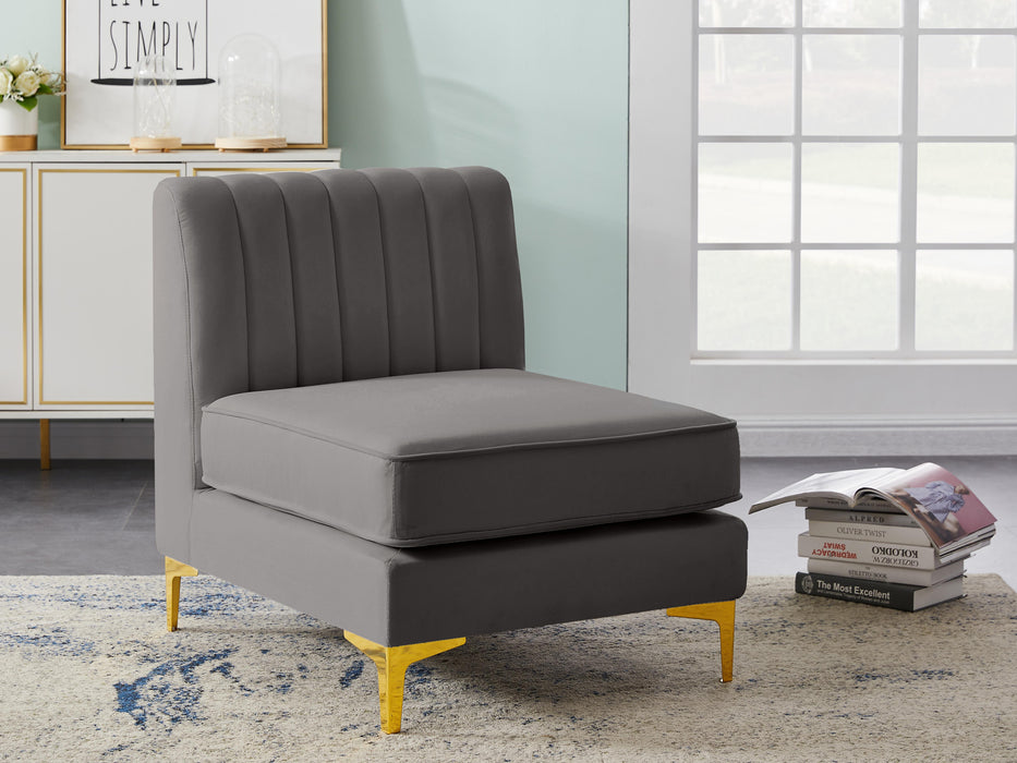 Alina Grey Velvet Armless Chair