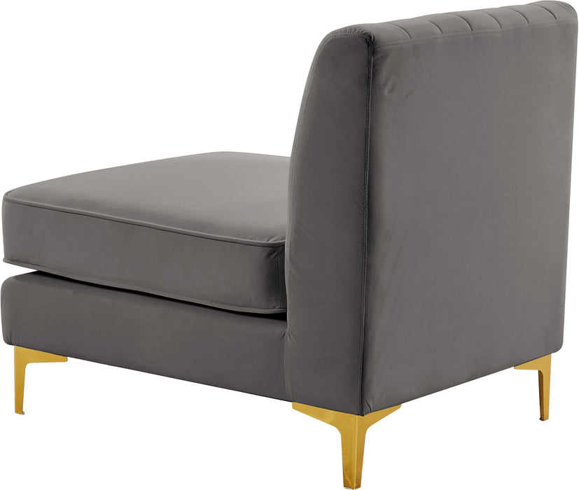 Alina Grey Velvet Armless Chair