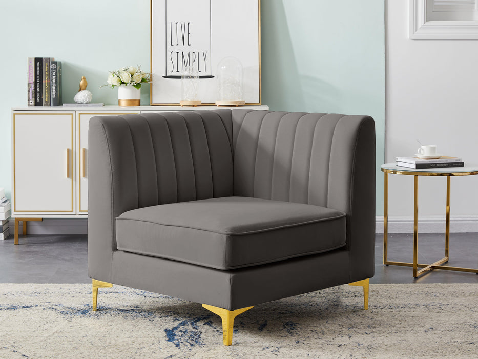 Alina Grey Velvet Corner Chair