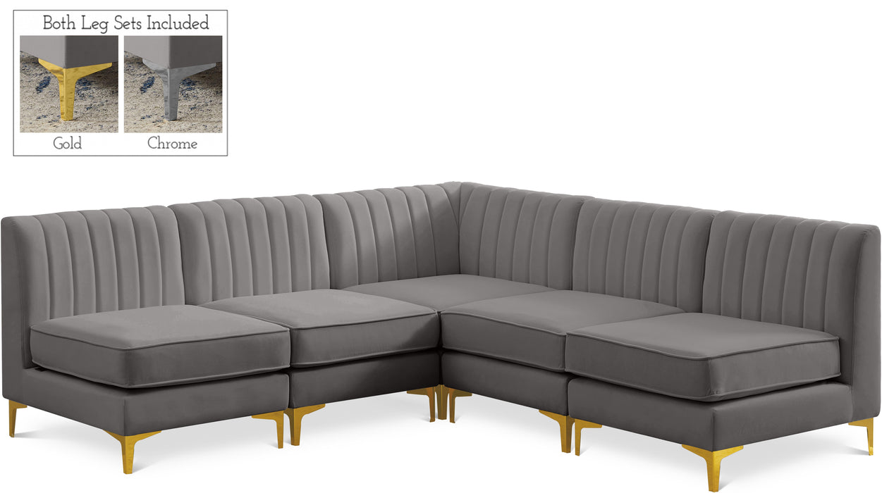 Alina Grey Velvet Modular Sectional