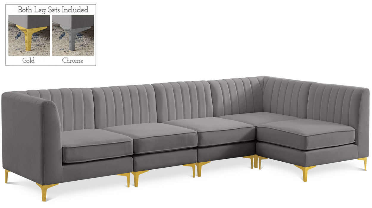 Alina Grey Velvet Modular Sectional