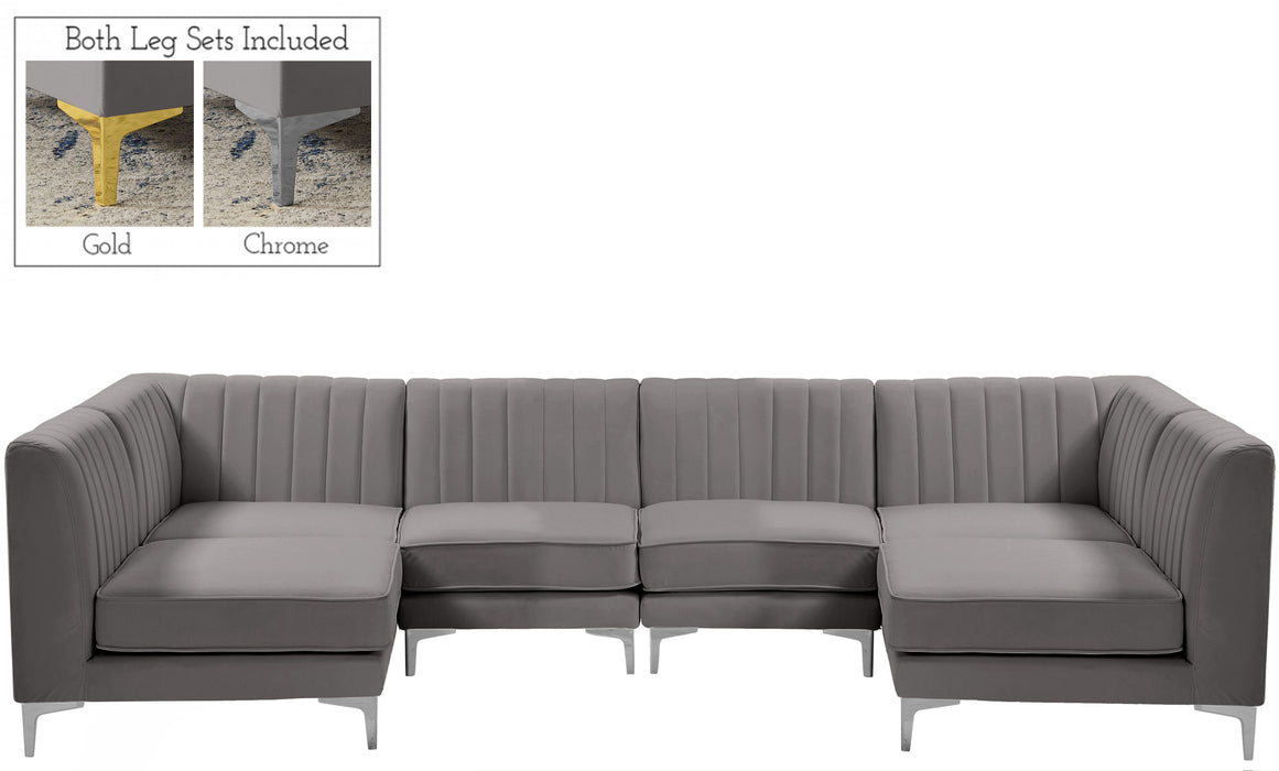 Alina Grey Velvet Modular Sectional