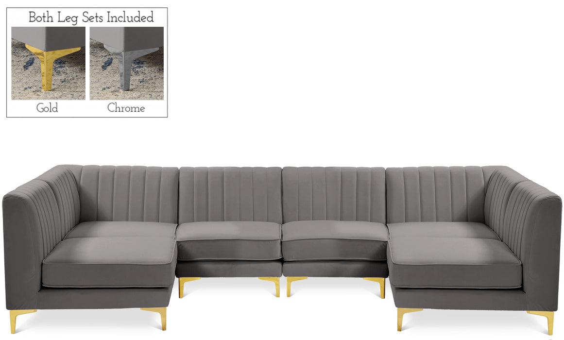 Alina Grey Velvet Modular Sectional