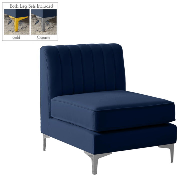 Alina Navy Velvet Armless Chair