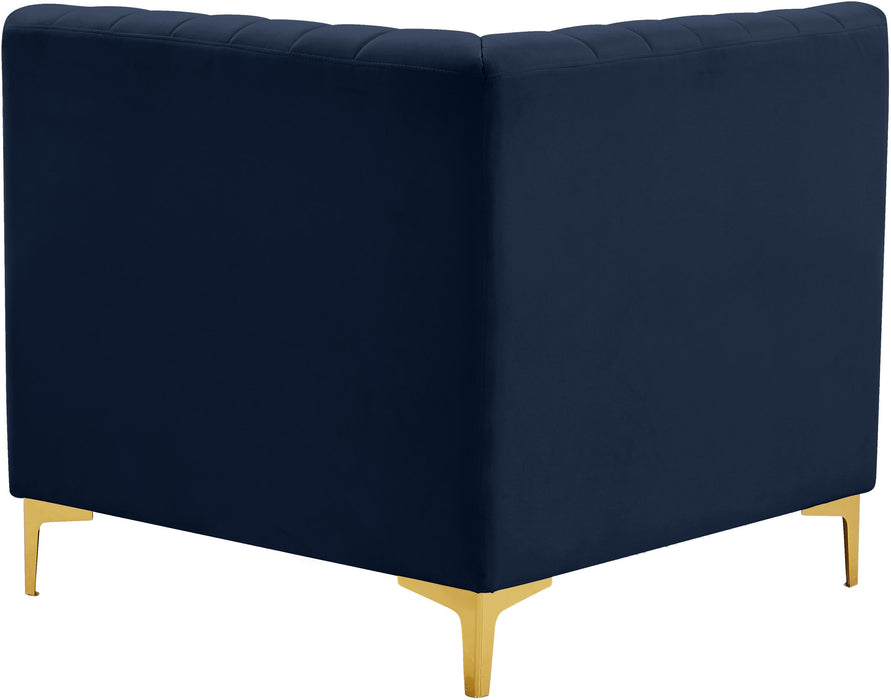 Alina Navy Velvet Corner Chair