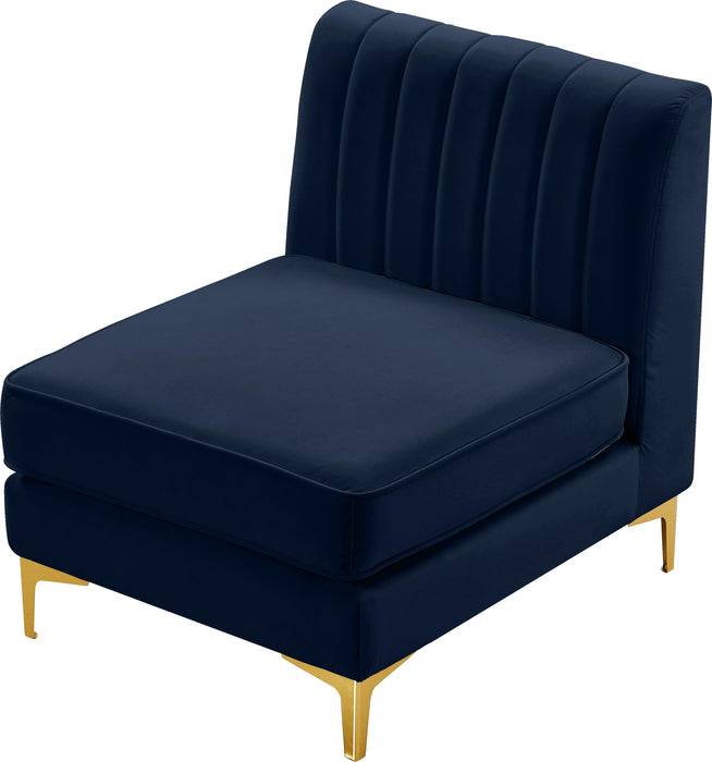 Alina Navy Velvet Armless Chair