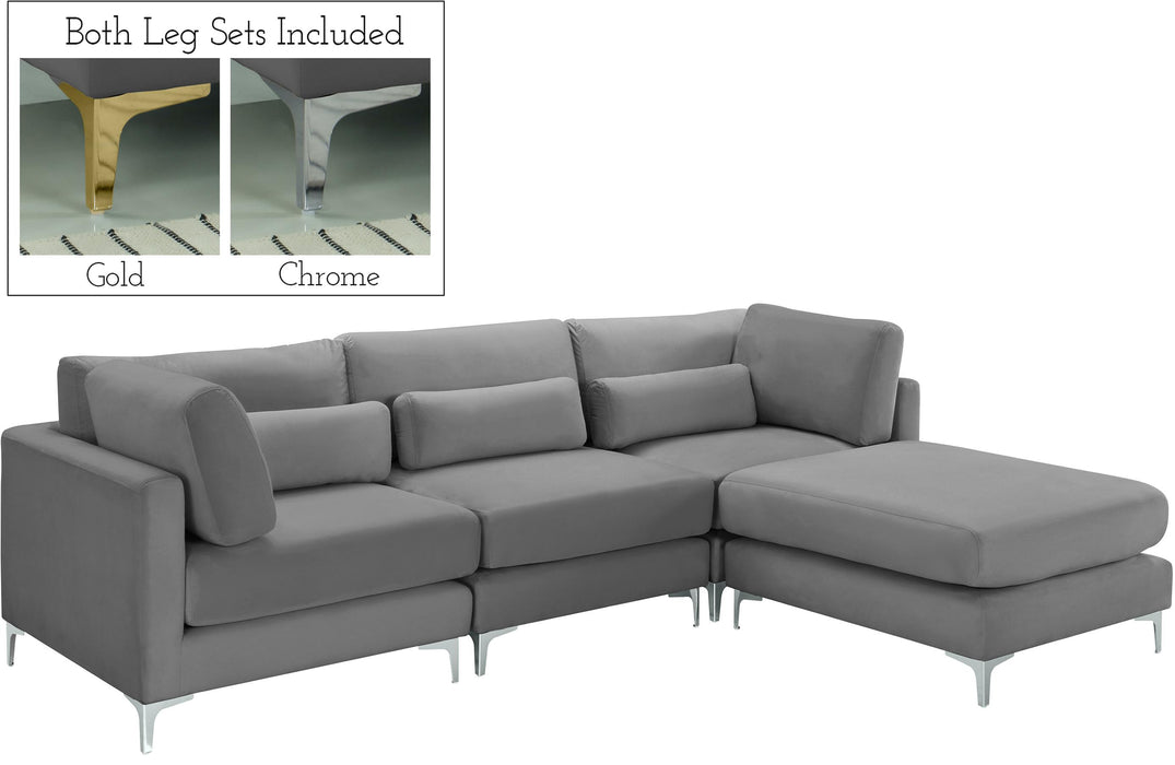 Julia Grey Velvet Modular Sectional (4 Boxes)