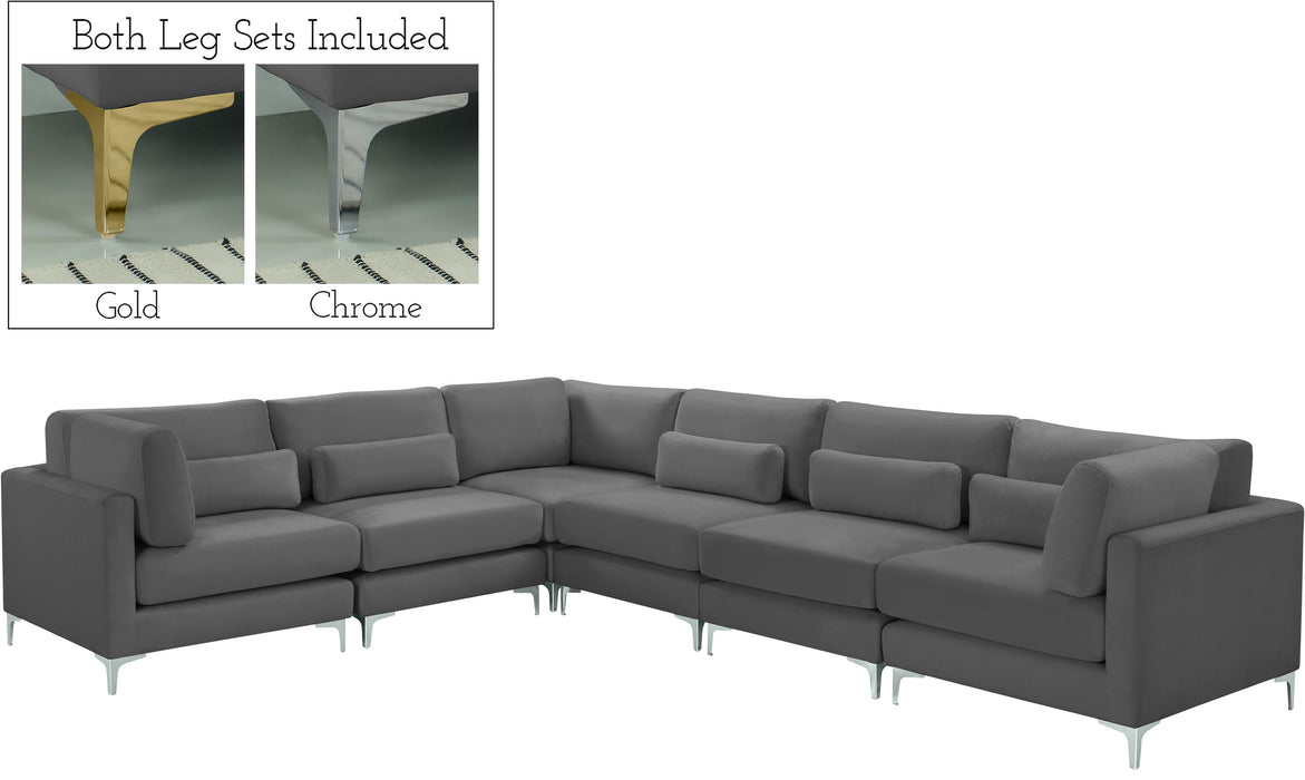 Julia Grey Velvet Modular Sectional (6 Boxes) - US Furniture & Mattress (Waterbury,CT)*