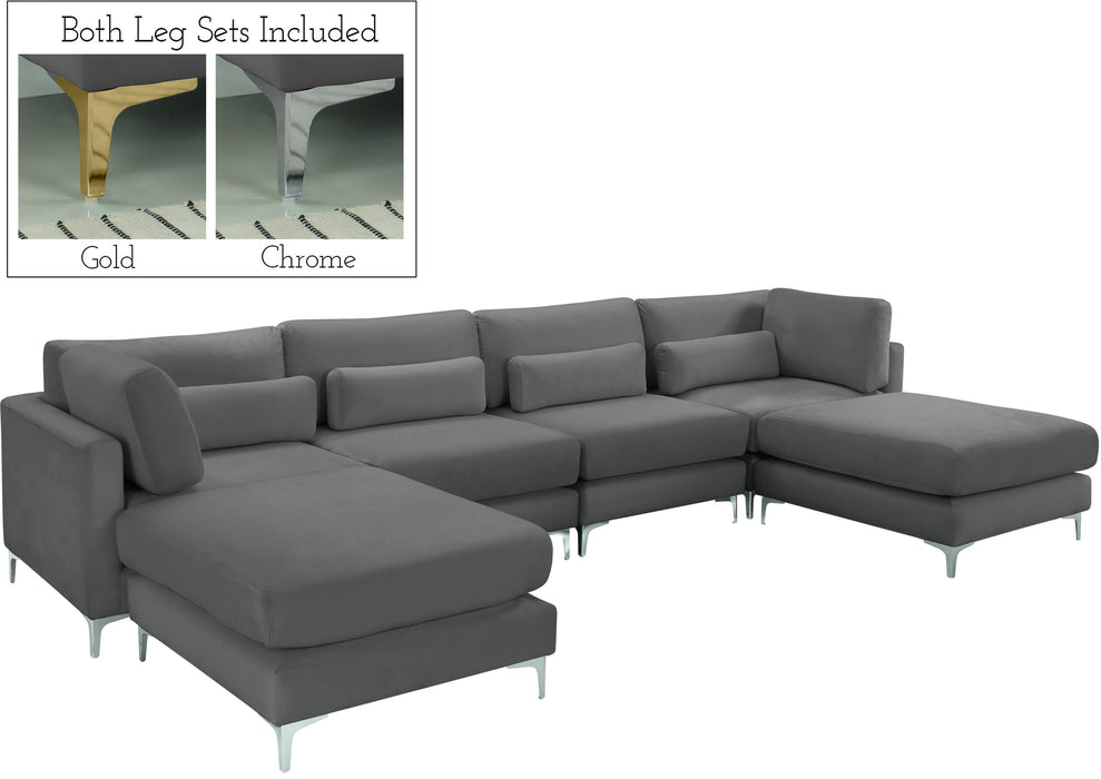 Julia Grey Velvet Modular Sectional (6 Boxes) - US Furniture & Mattress (Waterbury,CT)*