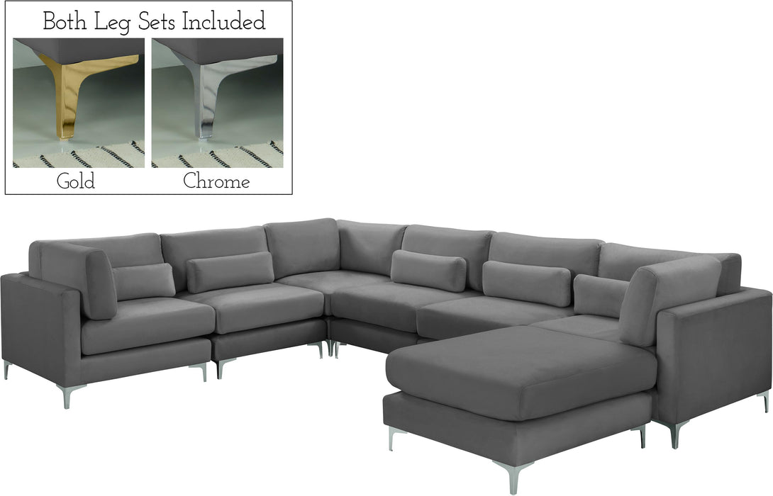 Julia Grey Velvet Modular Sectional (7 Boxes) - US Furniture & Mattress (Waterbury,CT)*