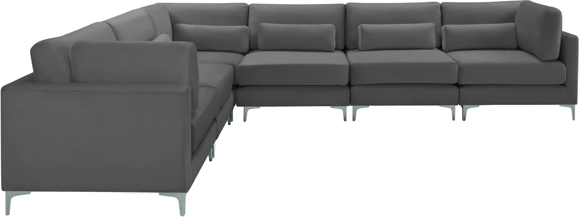 Julia Grey Velvet Modular Sectional (6 Boxes) - US Furniture & Mattress (Waterbury,CT)*