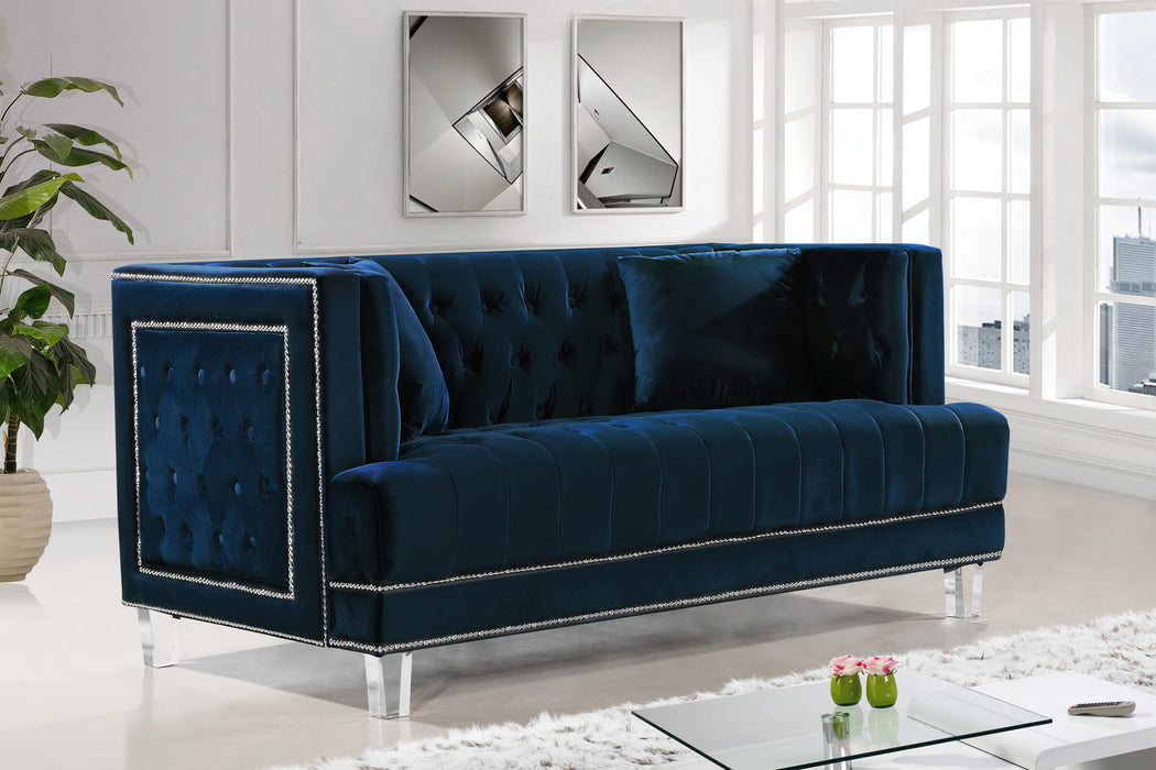 Lucas Navy Velvet Loveseat