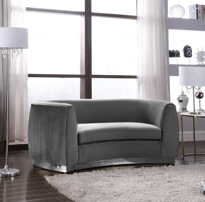 Julian Grey Velvet Loveseat