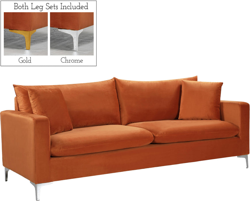 Naomi Cognac Velvet Sofa