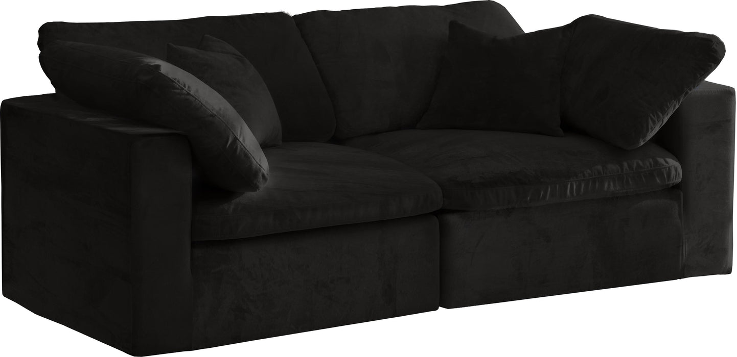 Cozy Black Velvet Cloud Modular Sofa