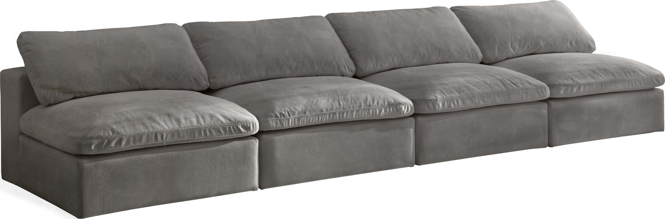 Cozy Grey Velvet Cloud Modular Armless Sofa