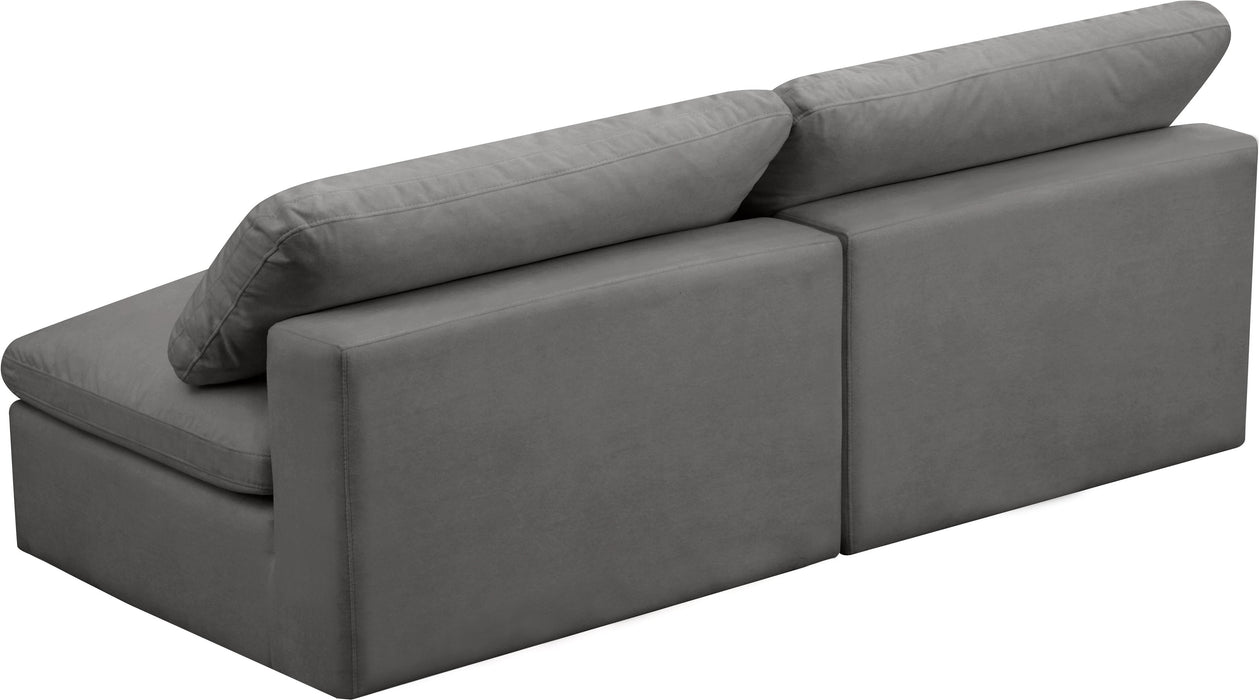 Cozy Grey Velvet Cloud Modular Armless Sofa