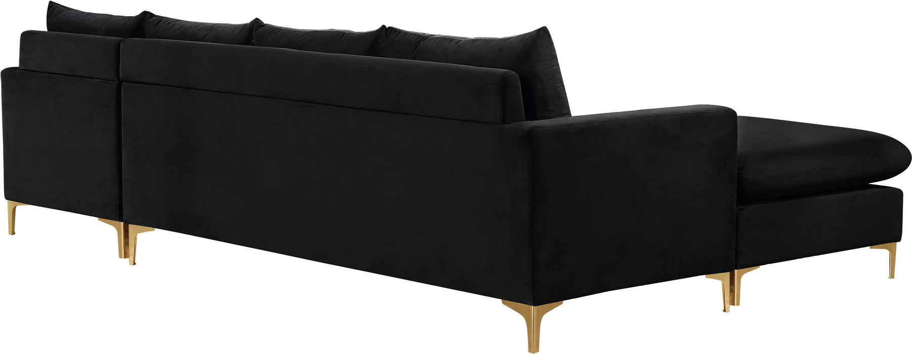 Naomi Black Velvet 2pc. Reversible Sectional