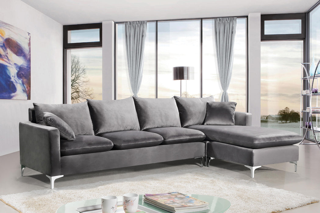 Naomi Grey Velvet 2pc. Reversible Sectional