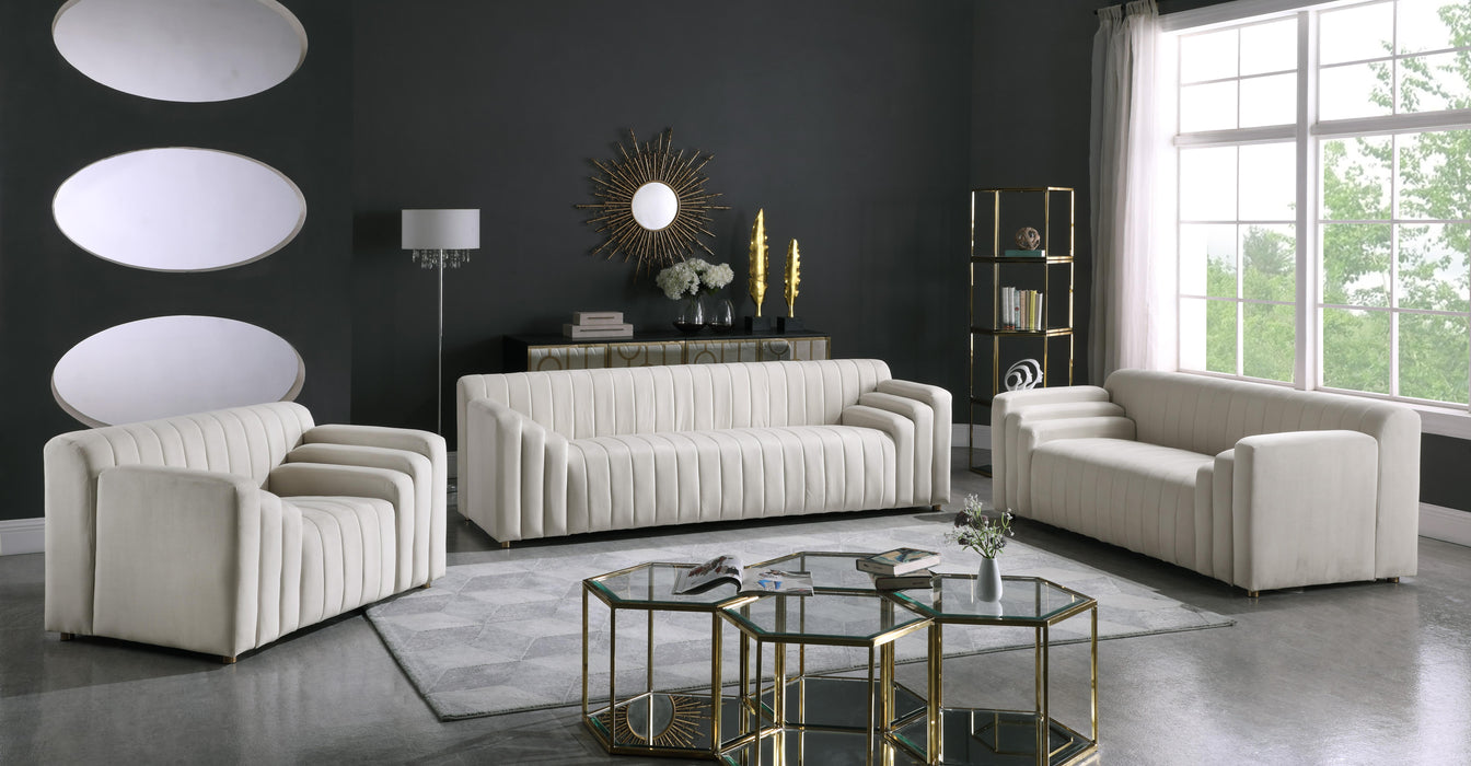Naya Cream Velvet Sofa - US Furniture & Mattress (Waterbury,CT)*