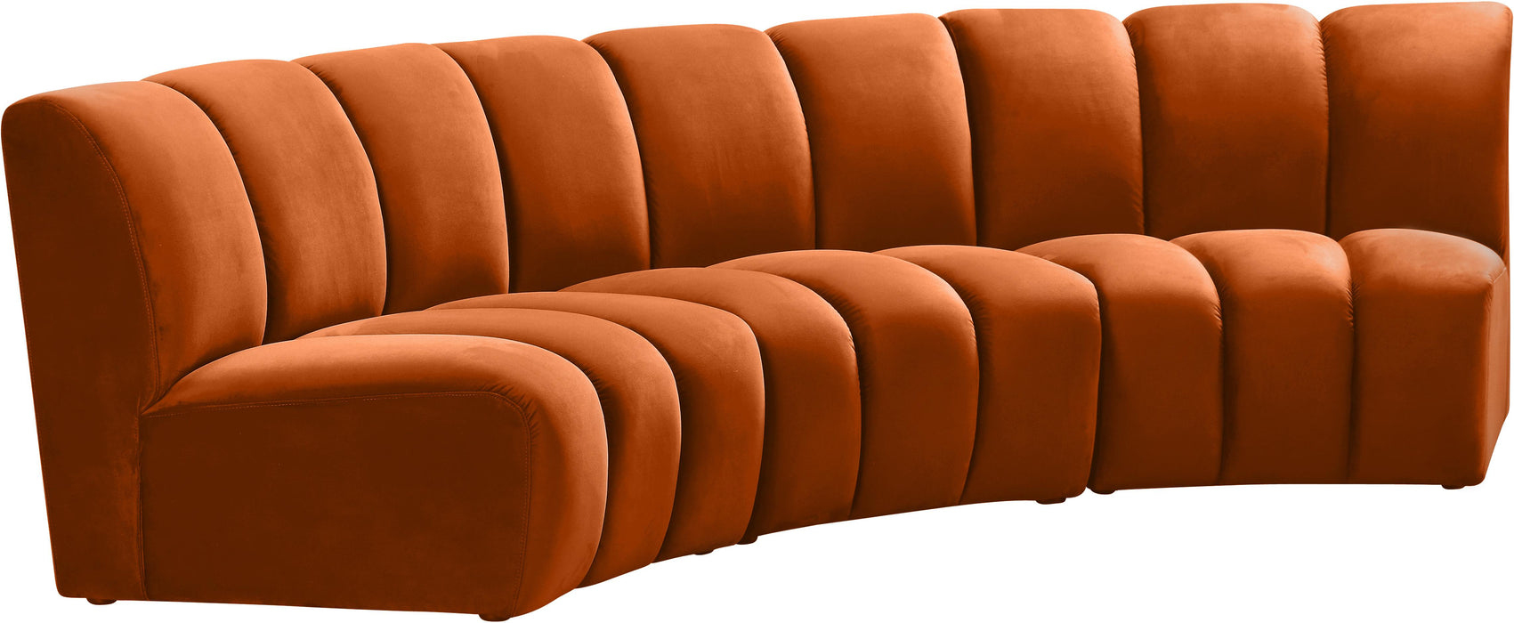 Infinity Cognac Velvet 3pc. Modular Sectional