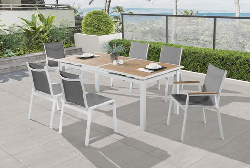 Nizuc Grey Mesh Waterproof Fabric Outdoor Patio Aluminum Mesh Dining Chair - US Furniture & Mattress (Waterbury,CT)*