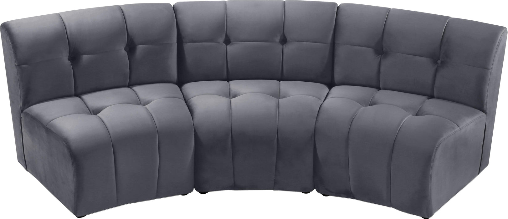 Limitless Grey Velvet 3pc. Modular Sectional