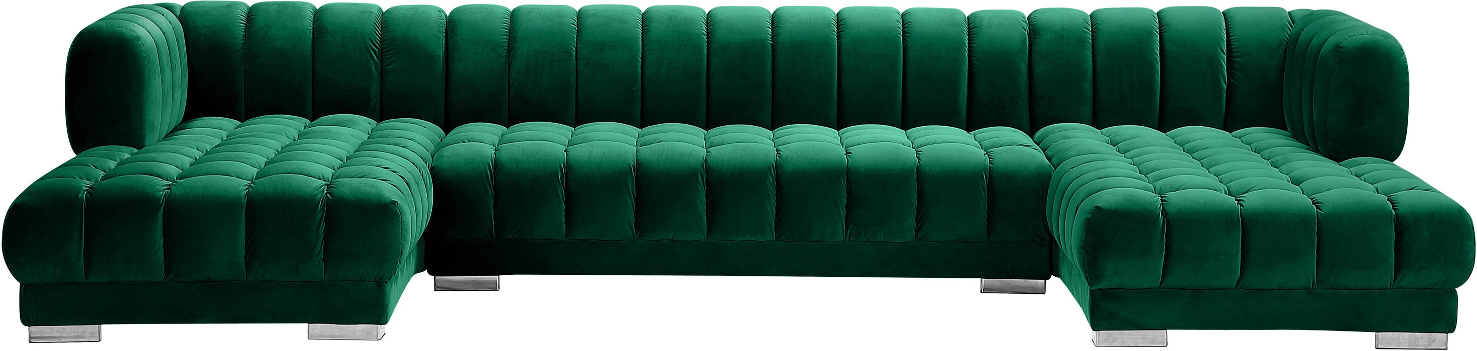 Gwen Green Velvet 3pc. Sectional (3 Boxes)