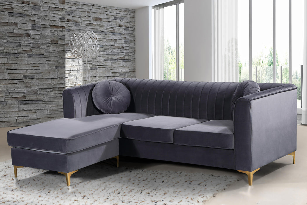 Eliana Grey Velvet 2pc. Reversible Sectional