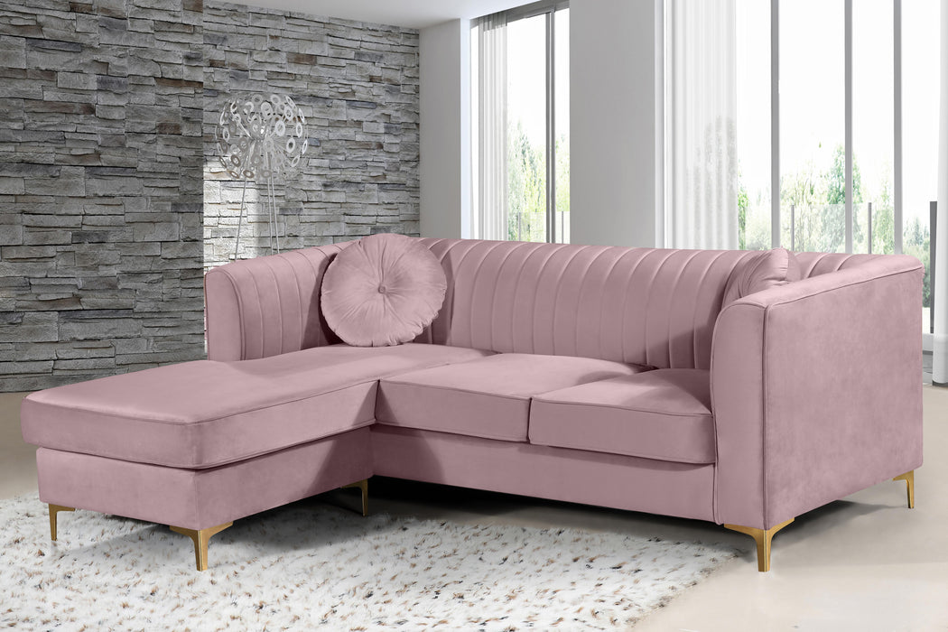 Eliana Pink Velvet 2pc. Reversible Sectional