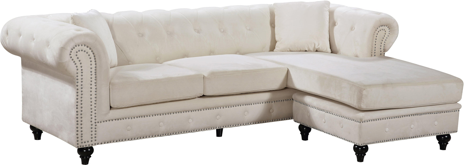 Sabrina Cream Velvet 2pc. Reversible Sectional image