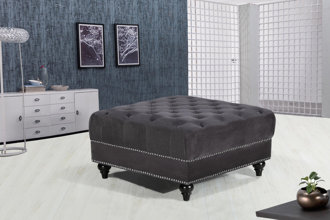 Sabrina Grey Velvet Ottoman