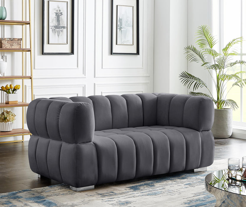 Gwen Grey Velvet Loveseat