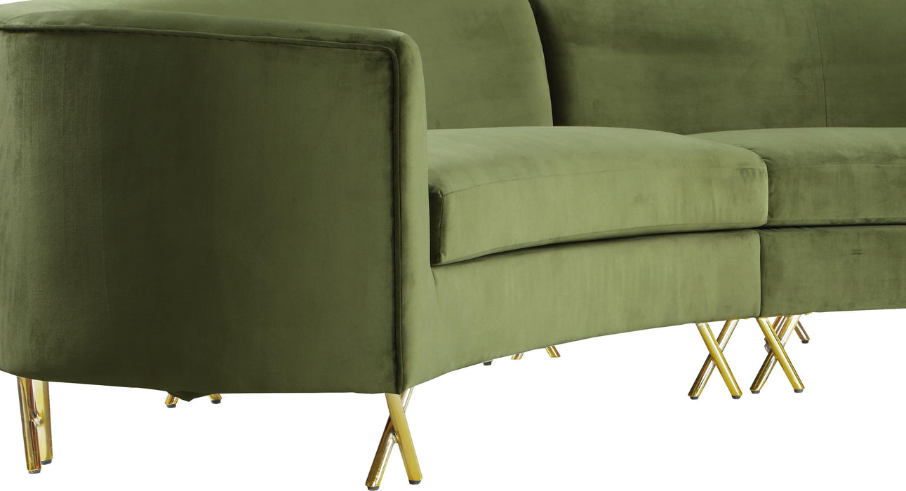 Serpentine Olive Velvet 3pc. Sectional