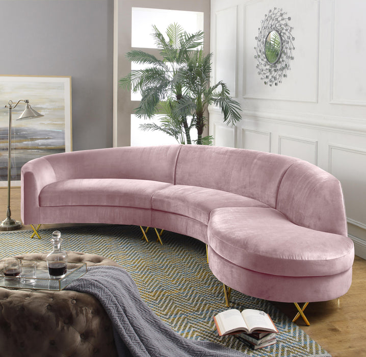 Serpentine Pink Velvet 3pc. Sectional