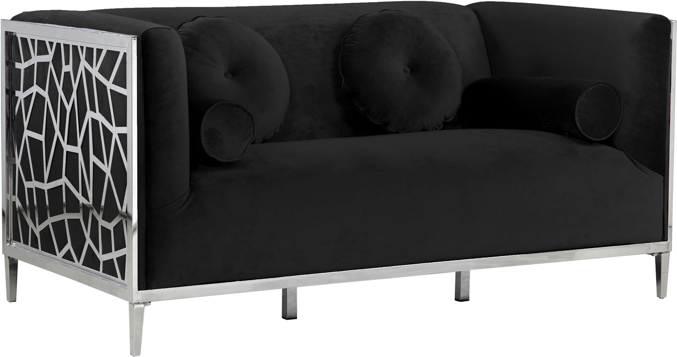 Opal Black Velvet Loveseat image