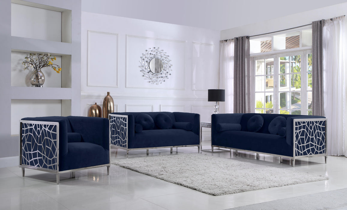 Opal Navy Velvet Loveseat - US Furniture & Mattress (Waterbury,CT)*