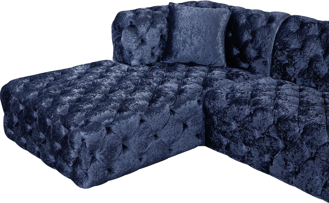 Coco Navy Velvet 3pc. Sectional (3 Boxes)