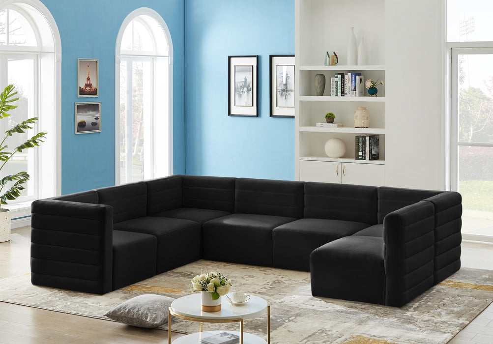 Quincy Black Velvet Modular Sectional