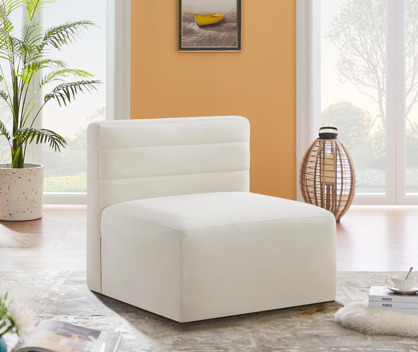 Quincy Cream Velvet Modular Armless Chair