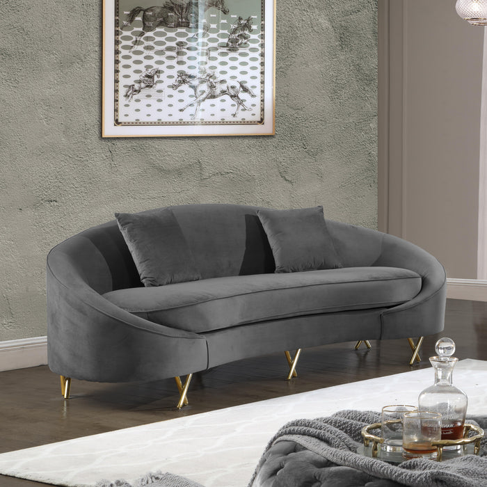 Serpentine Grey Velvet Sofa