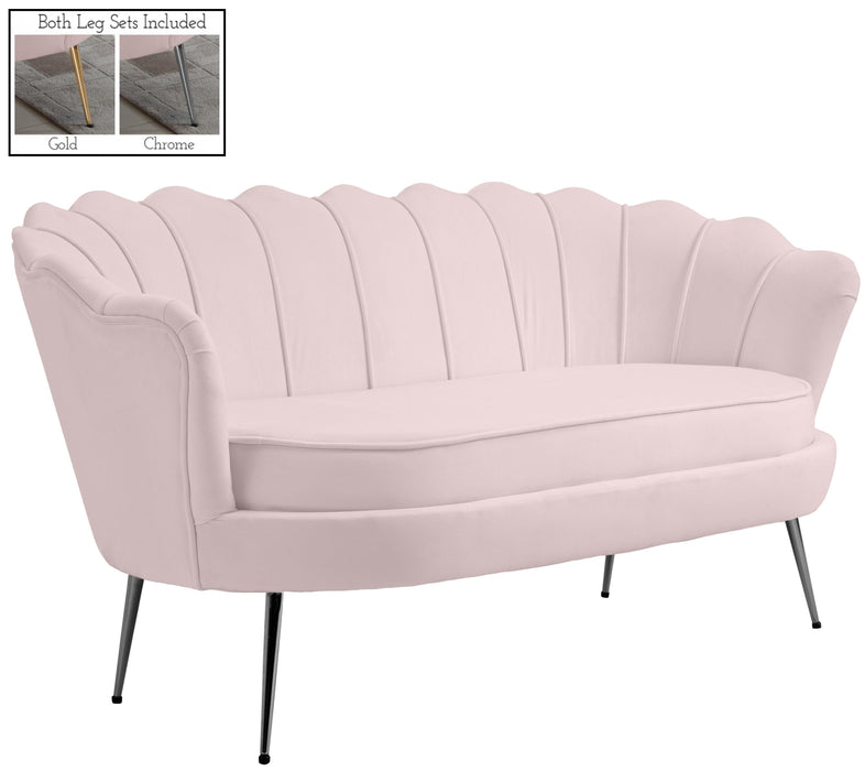 Gardenia Pink Velvet Loveseat