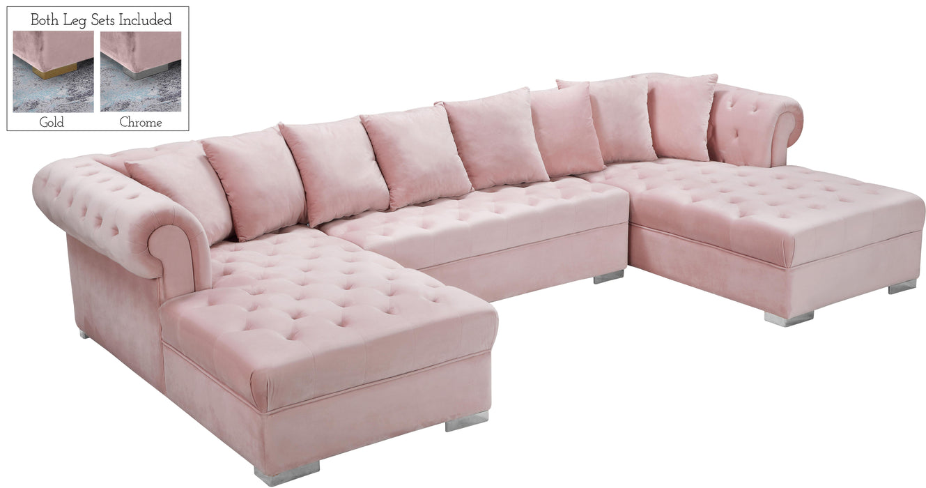 Presley Pink Velvet 3pc. Sectional